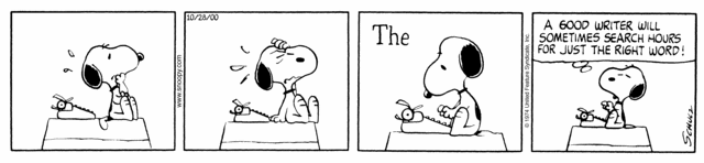 Snoopy writing