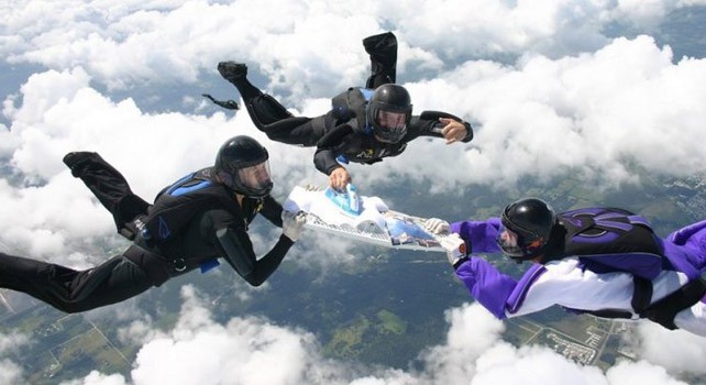 Skydiving ironing